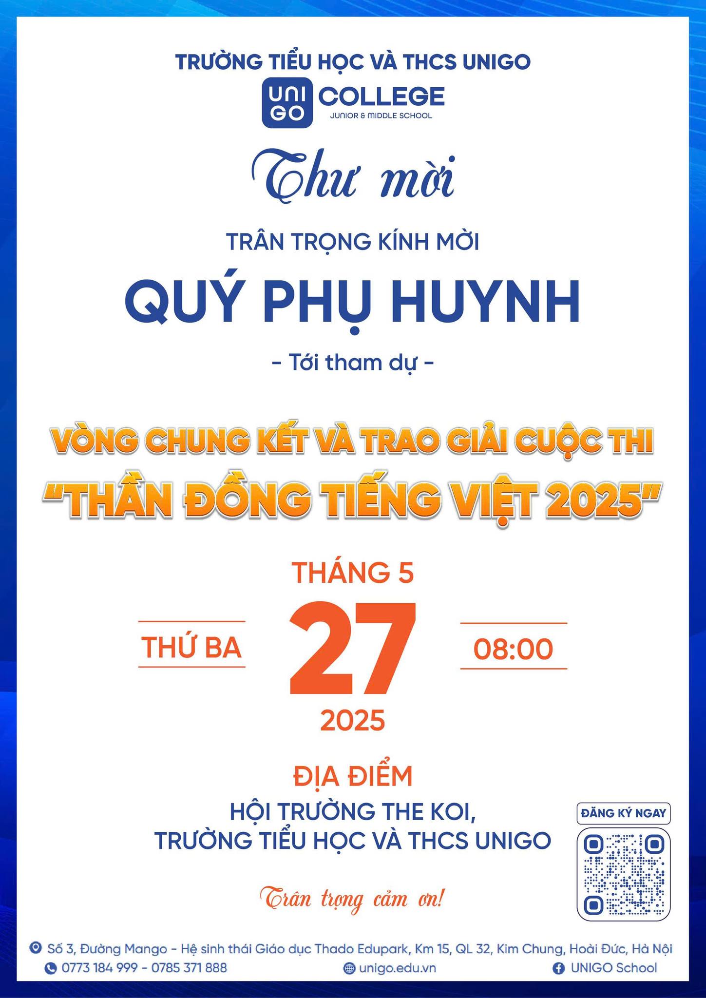 🎉 THƯ MỜI THAM DỰ VÒNG CHUNG KẾT & TRAO GIẢI CUỘC THI THẦN ĐỒNG TIẾNG VIỆT 2025 🎉